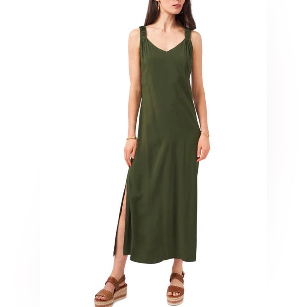 Vince Camuto maxi dress slits on side Bloomingdale’s brand.